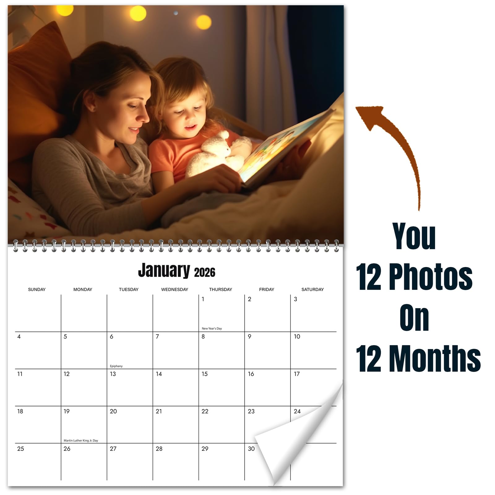 Custom Photo Wall Calendar 2026 for Home & Office - Print Your 13 Memories,Make Your Own Personalized Calendar 2026 - Customized Christmas Gift