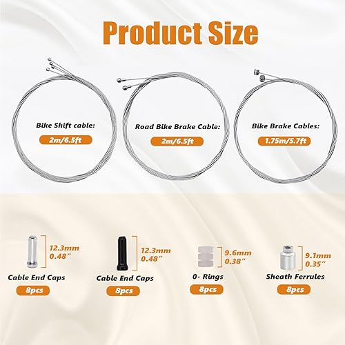 Miniatura 2 de Cable de cambio de cable universal de freno de bicicleta, kit de cable de cable de bicicleta con juntas tóricas, tapas de extremo de cable y virola