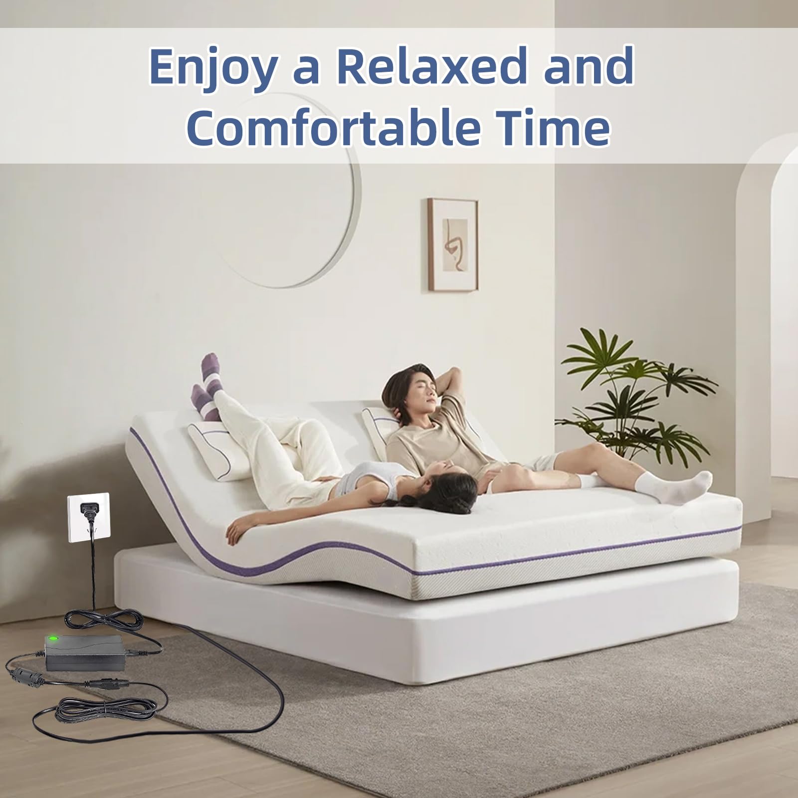 Adjustable Bed Power Supply Replacement Cord Three Piece Set?Adjustable Bed Power Adapter for Lucid L150 L300 L600 and Ergo Extend Sealy Ease or Ease 2.0 Serta New Generation Bed Base