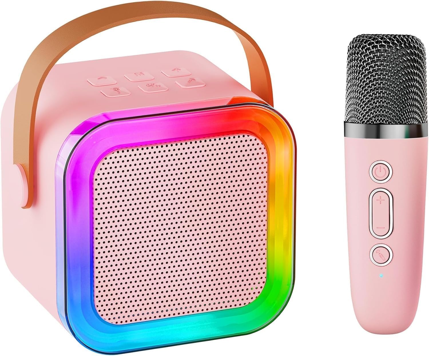 Rechargeable Karaoke Microphone with Speaker 2000 mAh Battery Wireless Mini Portable Bluetooth Karaoke Machine with LED Lights 10m Range Birthday Gift for Kids Boys Girls Adults (S5) (Multicolor)-image-16