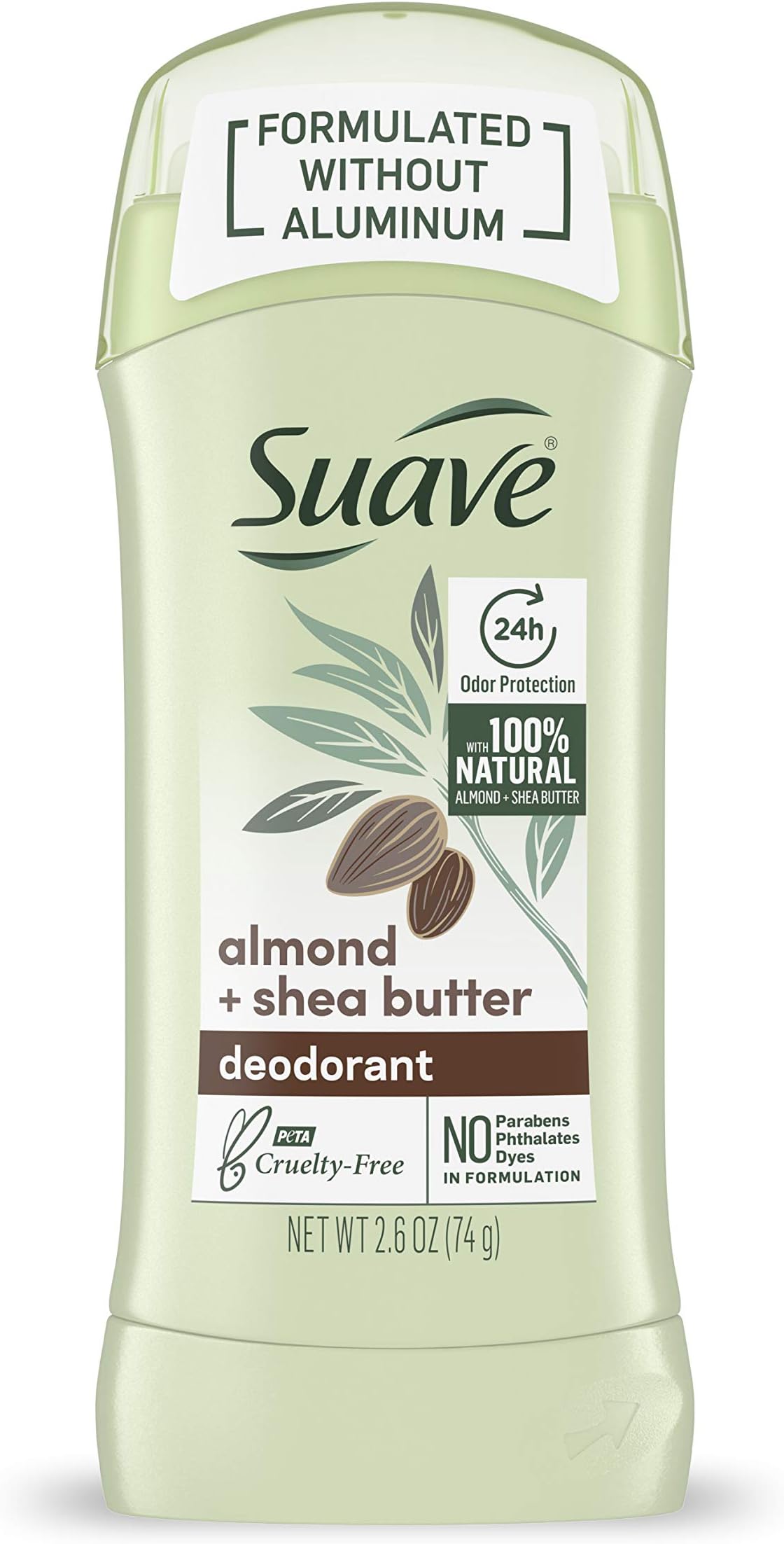 Aluminum Free Deodorant for Women 24-Hour Odor Protection Almond & Shea Butter Cruelty-Free 2.6 oz