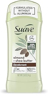 Suave Aluminum Free Deodorant for Women 24-Hour Odor Protection Almond & Shea Butter Cruelty-Free 2.6 oz