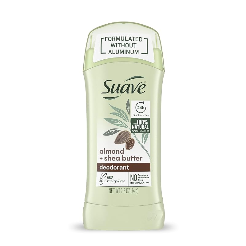 Desodorante Suave sem alumínio com fragrância de amêndoa e manteiga de karité, 2,6 oz