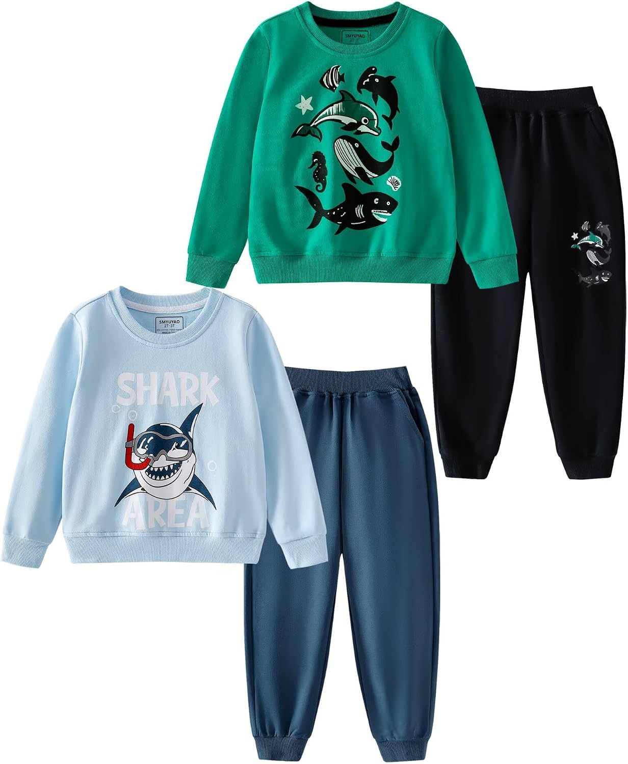 2-Pack Boys Sweatshirt Set Kids Pullover Pants Toddler Outfits Clothes 5T
