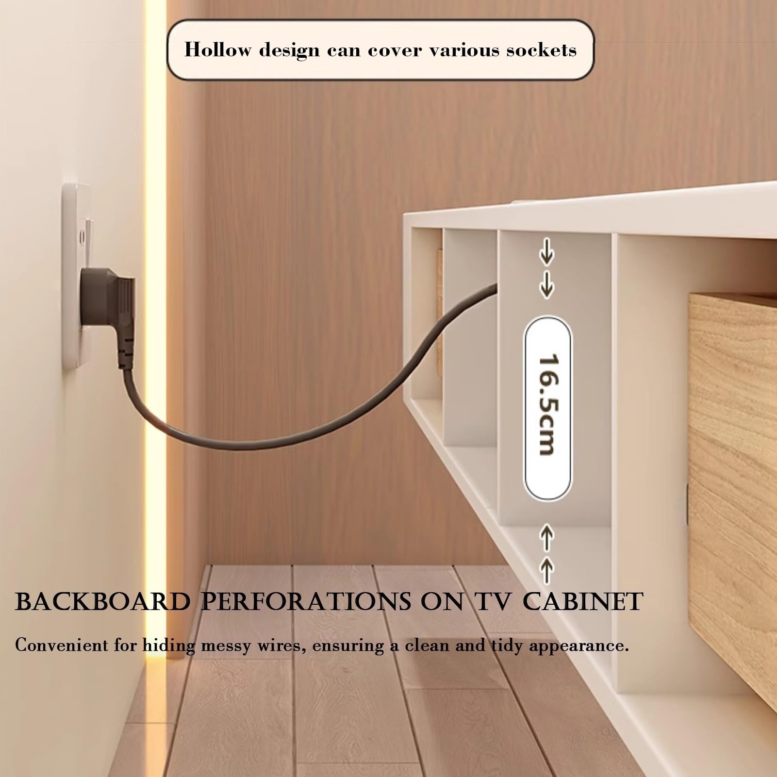 Mueble TV Suspendido,Montado En La Pared Armario De Almacenamiento con Puertas Consola De Entretenimiento Multimedia Armario De TV 120-300cm Esquina Redonda (White+Wood, 160cm)