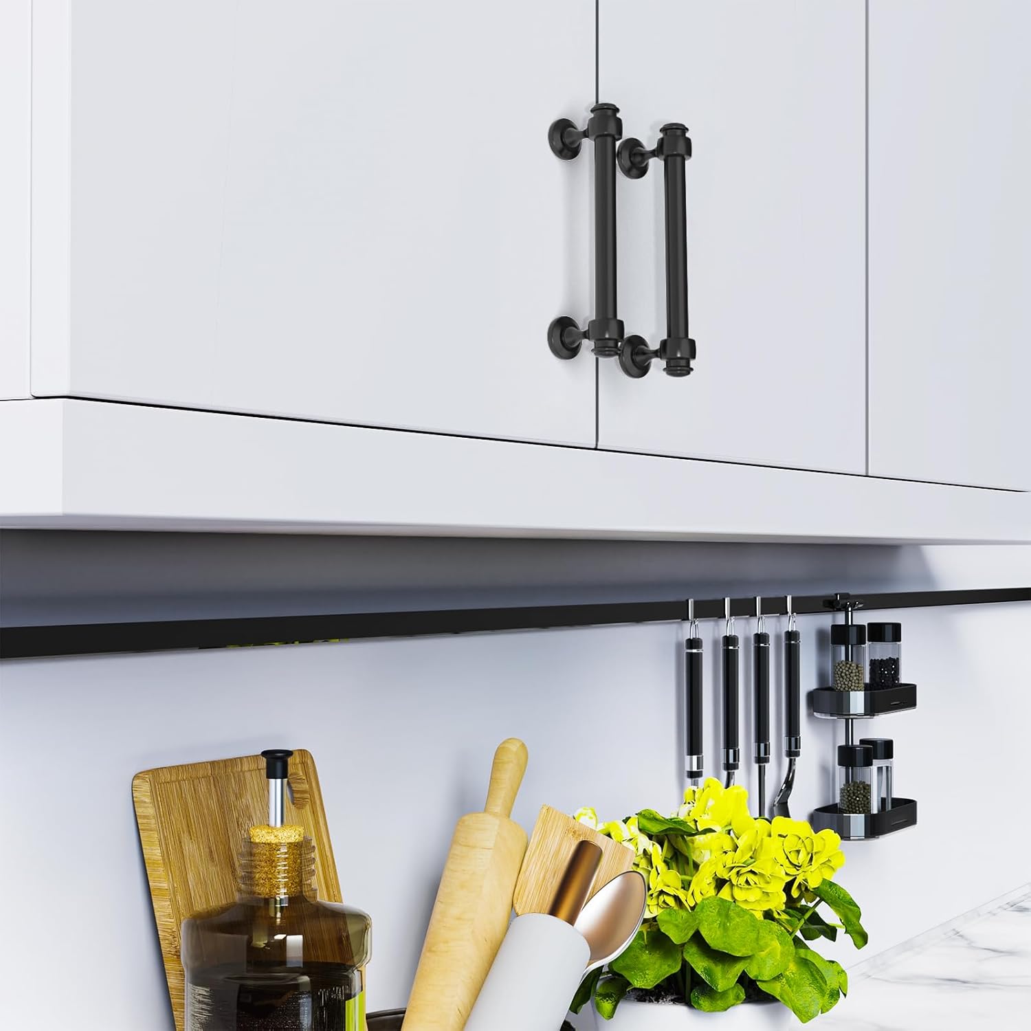 Chibery 10 Pack Cabinet Hardware Pulls, 4 inches (102 mm) Hole Centers, Alloy Zinc, Easy to Clean, Template, Matte Black Cabinet Handle for Kitchen Cabinets Cupboard Drawers Closet Dressers Bathroom