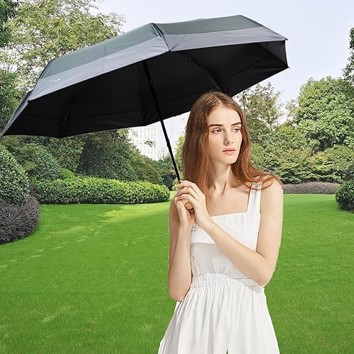 Miniatura 7 de Paraguas de viaje compacto plegable, paraguas pequeño para lluvia y sol, sombrilla con protección UV, bloqueador UV, 8 varillas, paraguas resistente