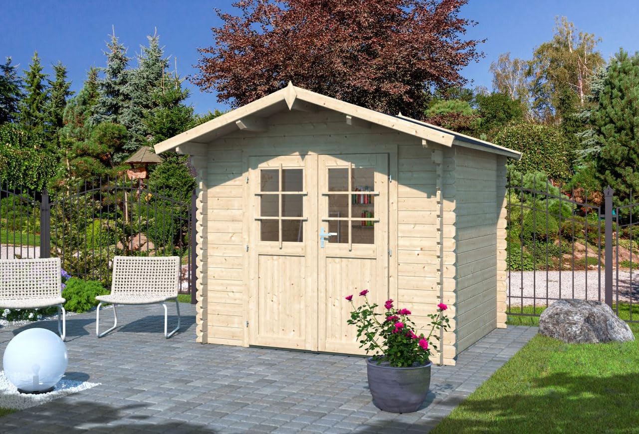Steiner Shopping Gartenhaus Gartenfreude 3-28 mm Blockbohlenhaus, Grundfläche: 7,39 m², Satteldach