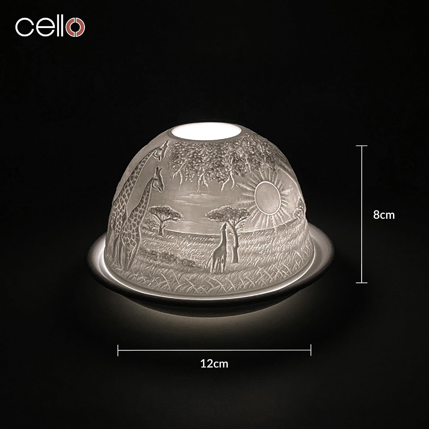 Cello Porcelain Tealight Candle Holder - Giraffe 3D LED Dome, Gift