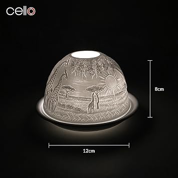 Cello Porcelain Tealight Candle Holder - Giraffe 3D LED Dome, Gift