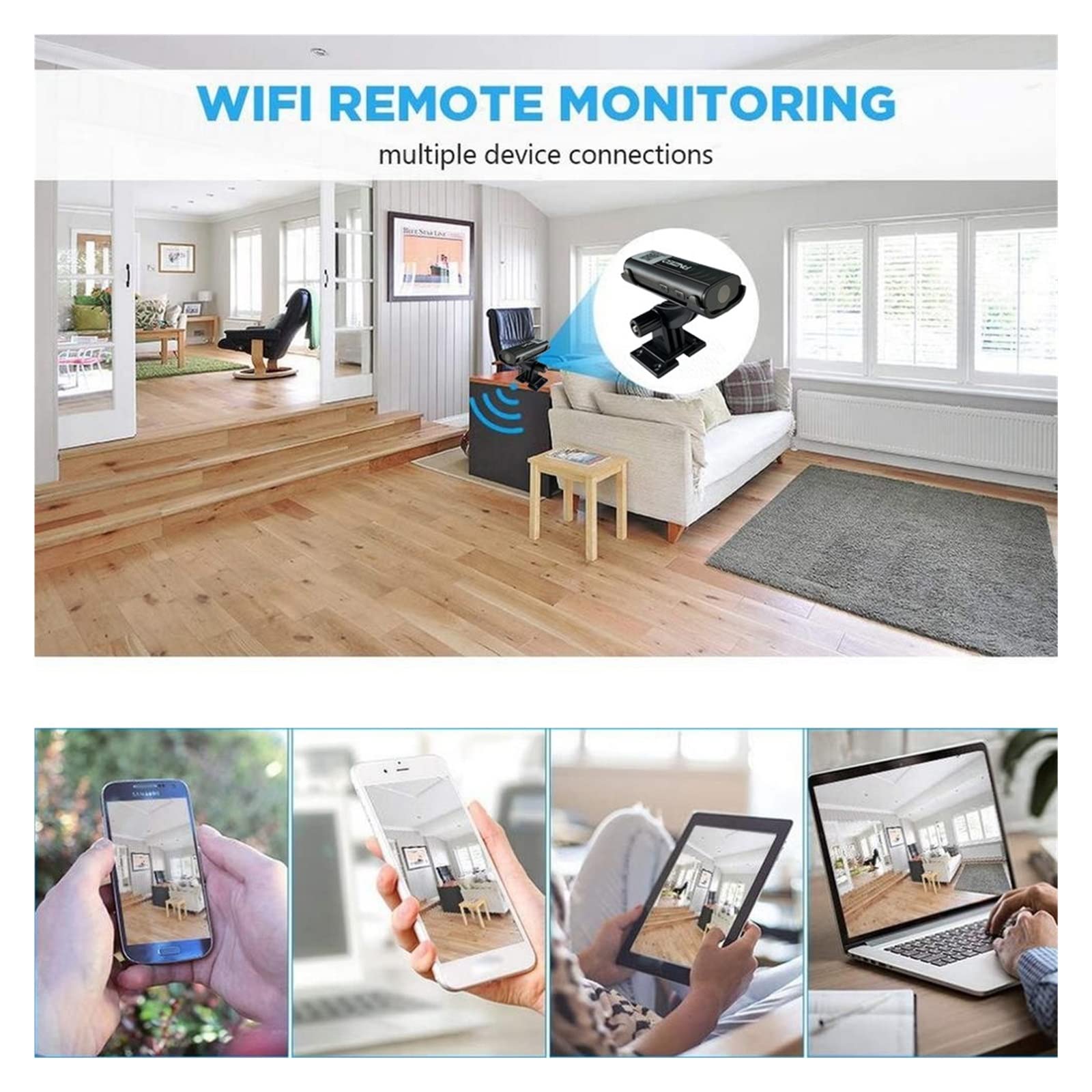 Action Cam, Action Camera, Telecamera subacquea Ultra HD, Mini telecamera di sicurezza domestica 1080P HD Wireless Vista remota Telecamere super mini Nanny Cam Piccolo registratore ,All'aperto, Sport,