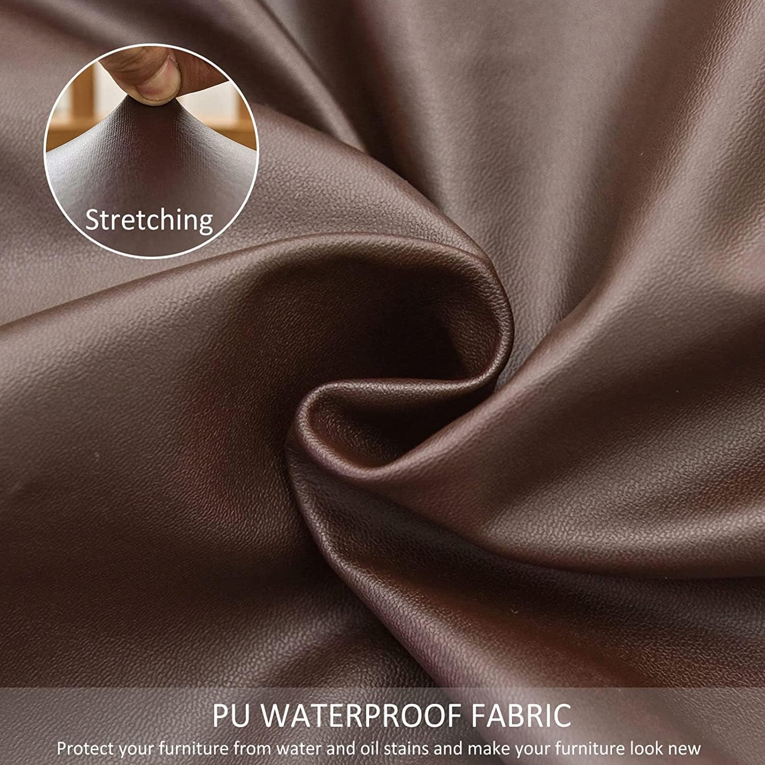 Leather PU Bed Headboard Slipcover for Queen Full Cal King, Waterproof Stretch Headboard Cover Thicken Dustproof Protector Cover for Home Decor Washable,Brown ( Color : Brown , Size : Queen:59in )