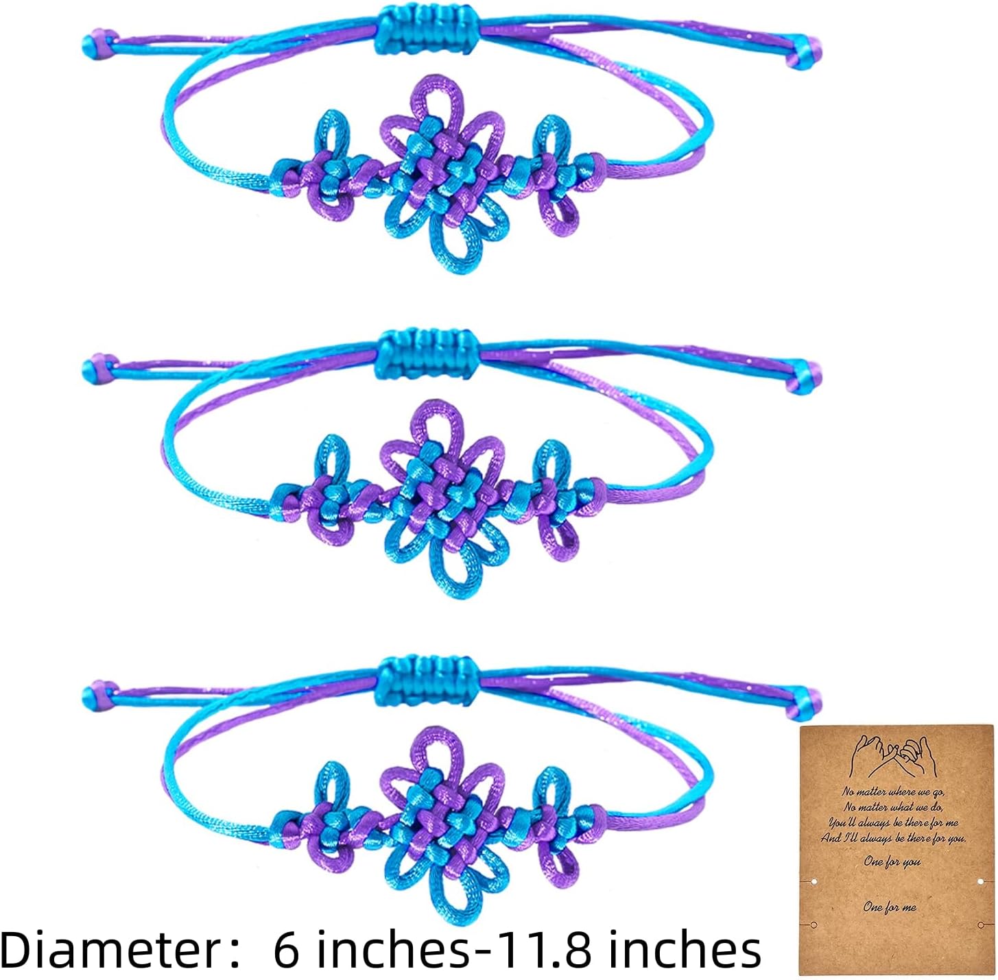 3 Pieces Purple and Blue Knot Bracelets for Women with Spirit Card Adjustable Braided Friendship Bracelets - Image 6