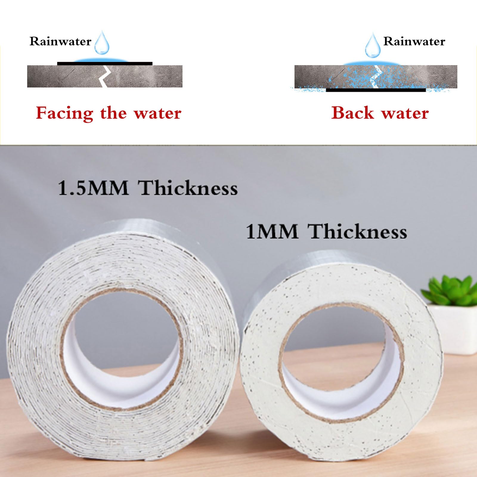 Cinta De Butilo De Papel De Aluminio Impermeable,Cinta para Reparar Goteras En El Techo,Cinta Impermeable,Impermeable,Autoadhesivo,Adecuado para Puertas,Rejillas De VentilacióN