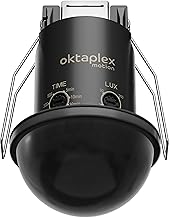 Oktaplex Kim 360° IP54 Outdoor Motion Detector PIR Sensor 8 m Range Indoor Ceiling Motion Detector Black