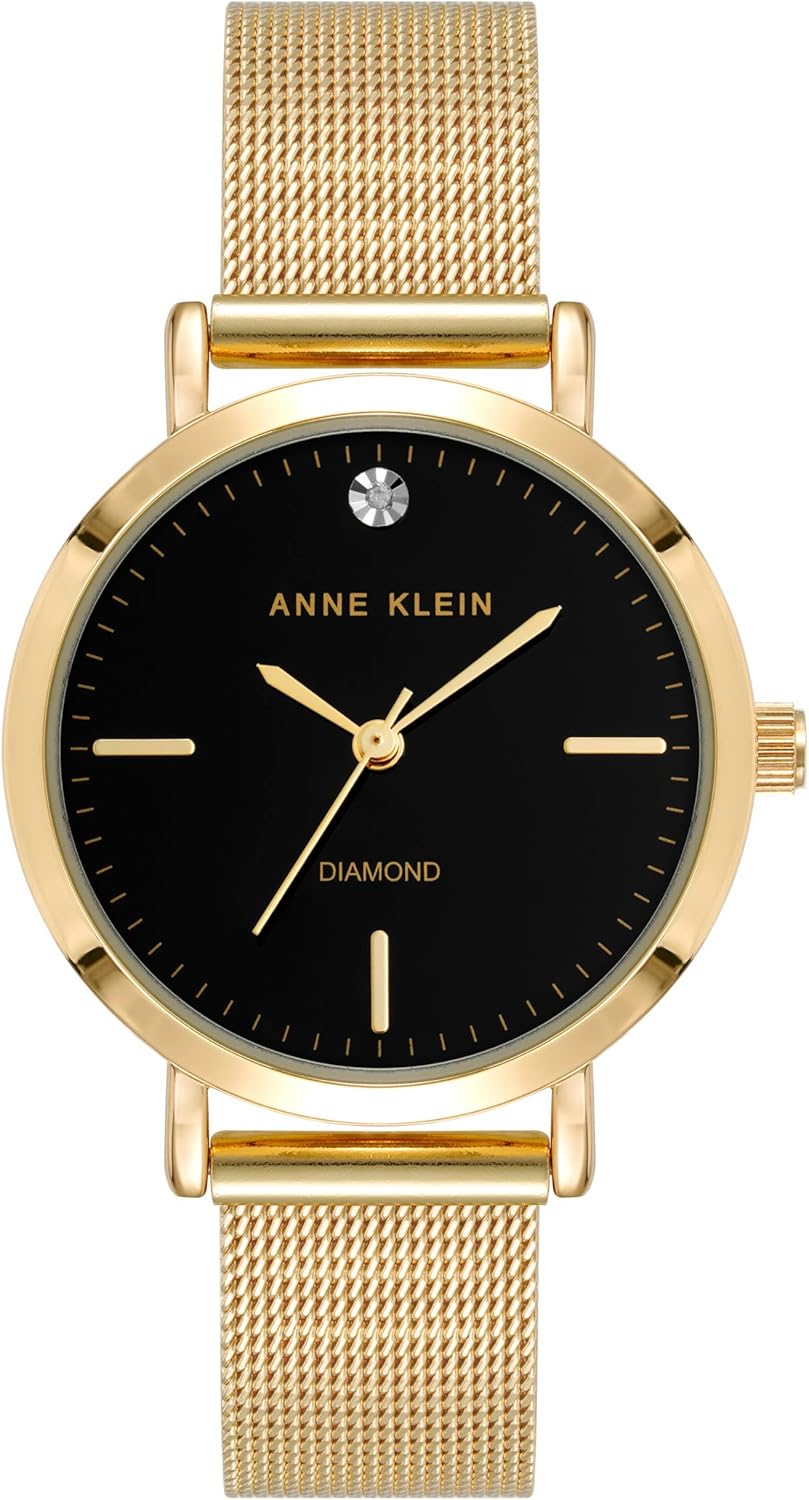 Anne Klein Women's Genuine Diamond Dial Mesh Bracelet Watch, AK/5078