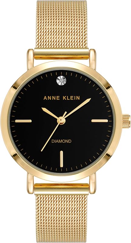 Reloj de pulsera de malla con esfera de diamante genuino para mujer, AK/5078
