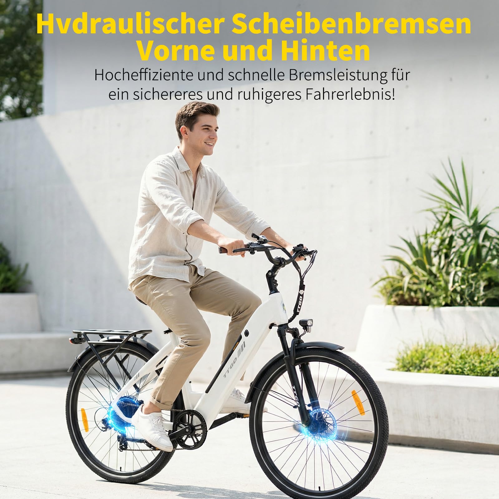ttgo 28 Zoll E-Bike für Damen Herren, Trekking Ebike 36V 20Ah Akku Drehmomentsensor, 250W Motor 25 km/h 7-Gang, 80–120 km Reichweite, Hydraulische Scheibenbremsen, LCD Display, C3 PRO