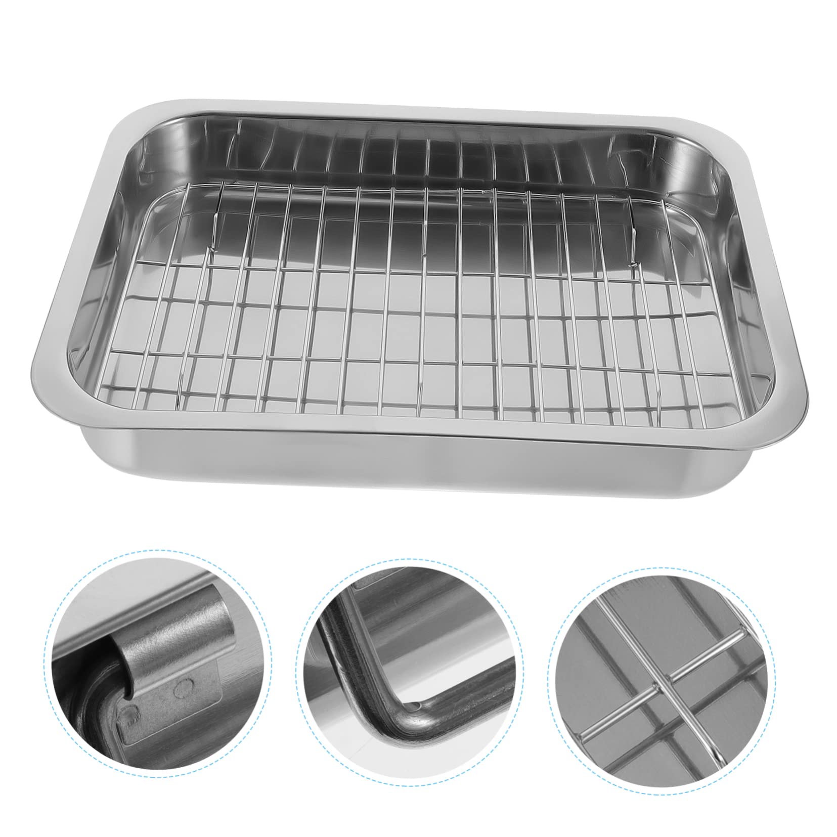 SHOWERORO Bandeja De Horno Rectangular Con Rejilla 33x23x5 Cm Acero Inoxidable Para Horno Adecuado Para Asar y Hornear Uso Doméstico y Profesional Kit De Bandeja Para Hornear