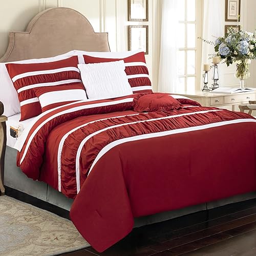 Miniatura 2 de Elegant Comfort Isabella - Juego de edredón plisado con volantes de 12 piezas, juego de sábanas de 6 piezas con bolsillos inteligentes, almohadas