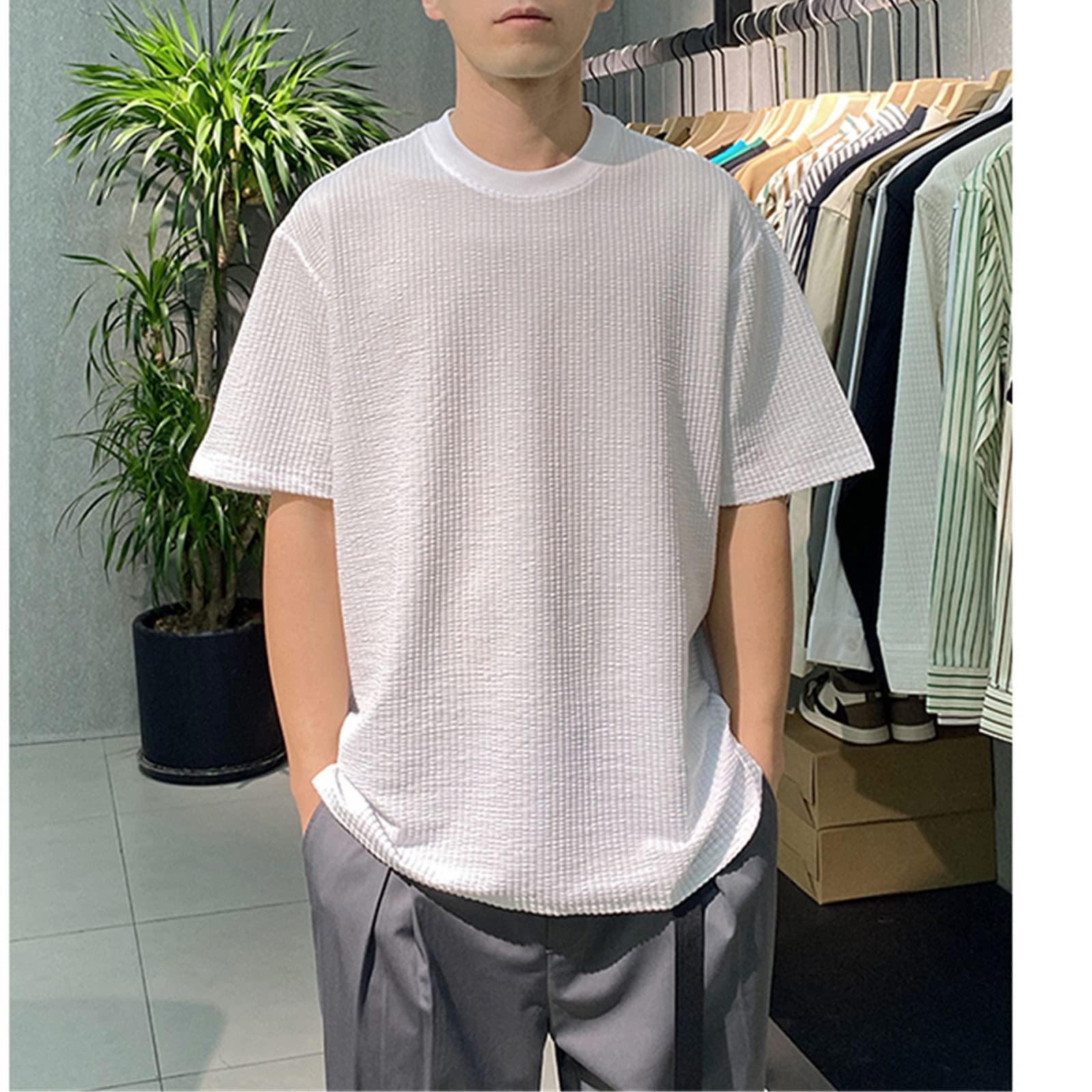 Camiseta de algodón para hombre, camiseta básica de verano de color sólido, manga corta, estilo casual