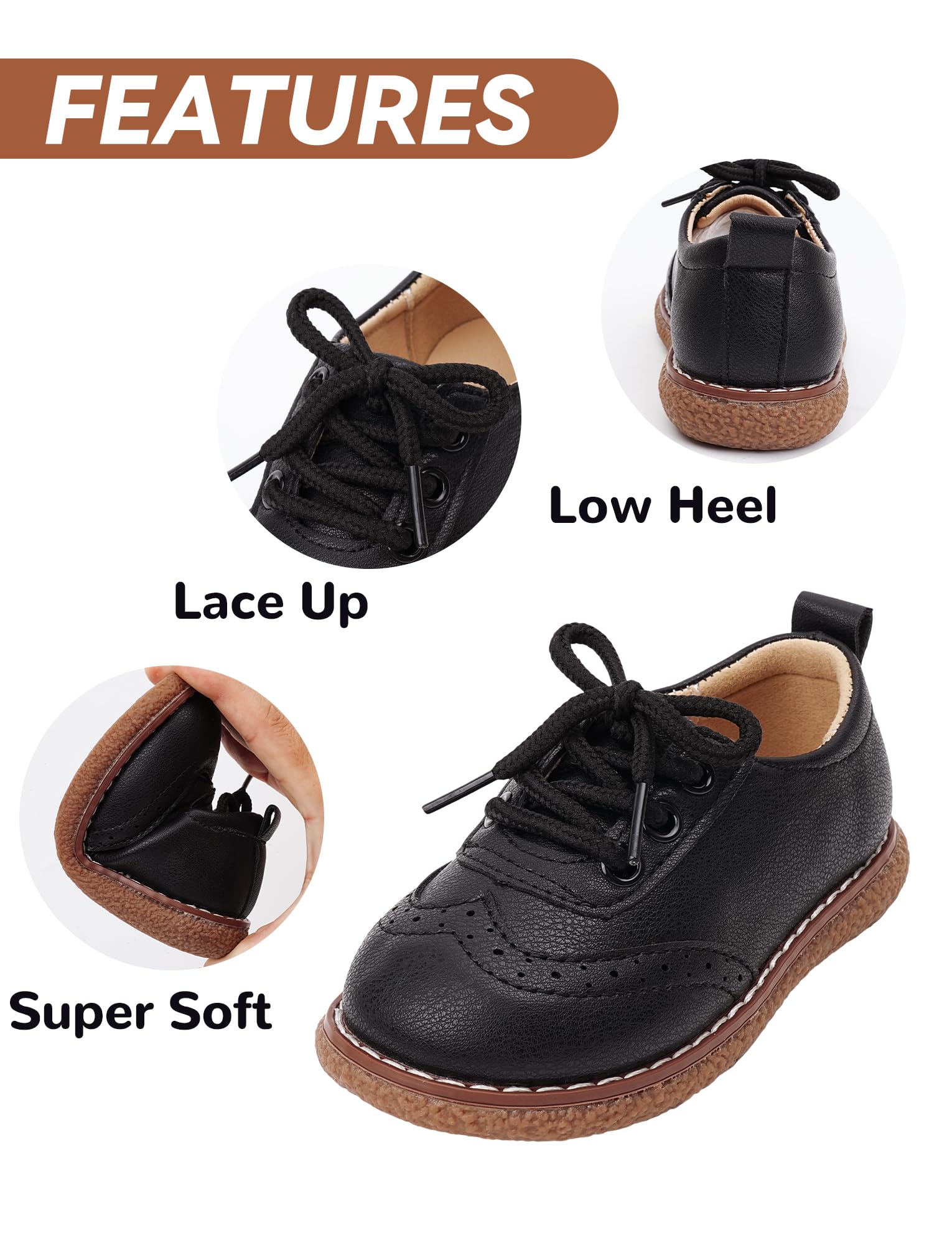 Happy Cherry Scarpe Stringate Basse in Pelle PU Scarpine Bambini Ragazze con Suola Moribida Scarpette Brogue Eleganti