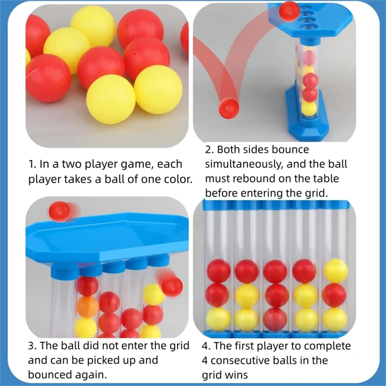 Yhjxly Bouncing Ball Table Game, 4 Shots Desktop Bouncing Toy - Image 3