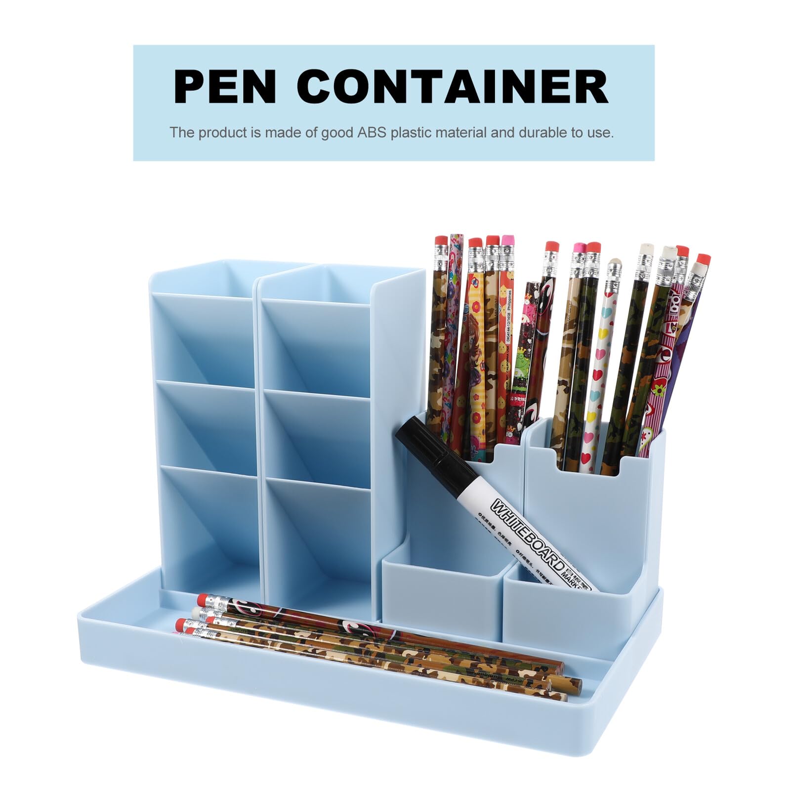 Organizador de Escritorio Vertical de Abs Compartimentos de Varios Tamaños Diseño Simple y Elegante para Bolígrafos y Grapas para Oficina y Hogar