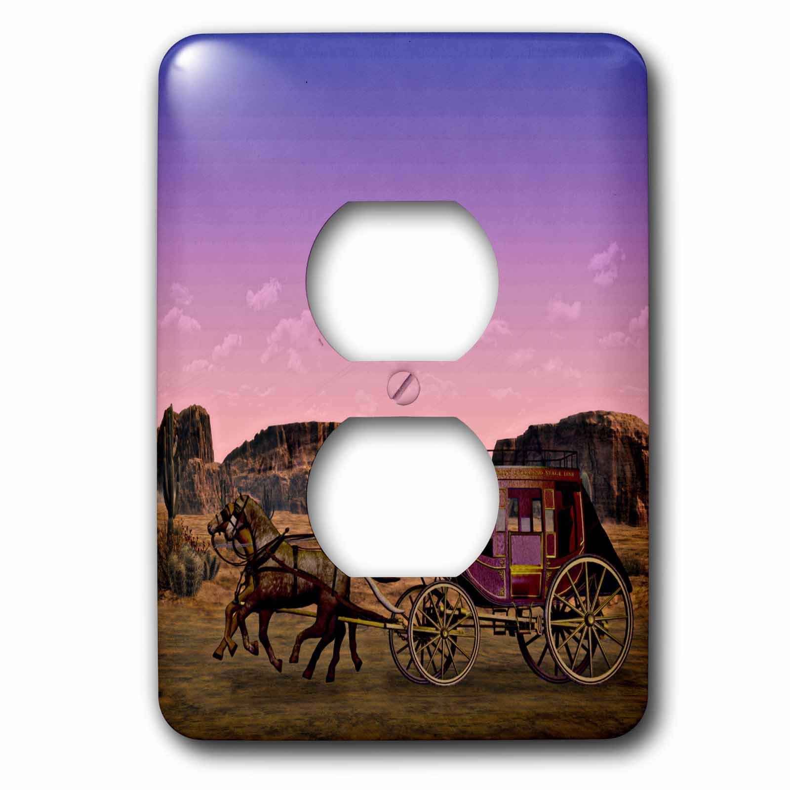Scène occidentale wagon couchant plaque interrupteur double double interrupteur déco