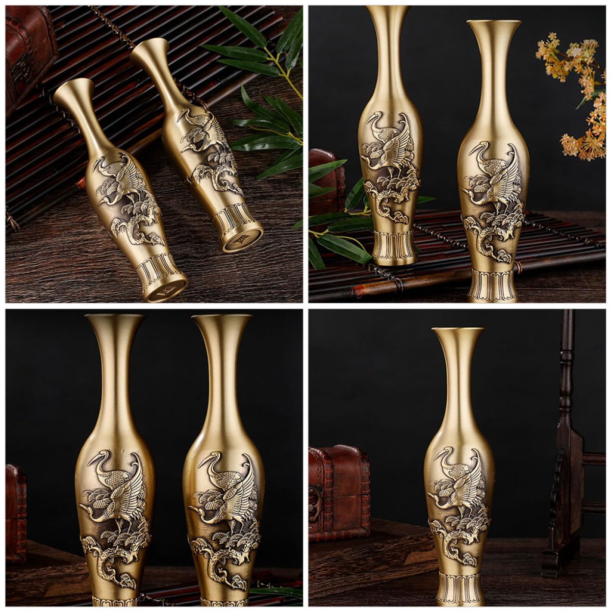 CALLARON Metallvase aus Messing mit Langer Lebensdauer für Wohnzimmer Dekoration und Elegante Tischdeko Stilvolle Hohe Vase für Frische und Künstliche Blumen