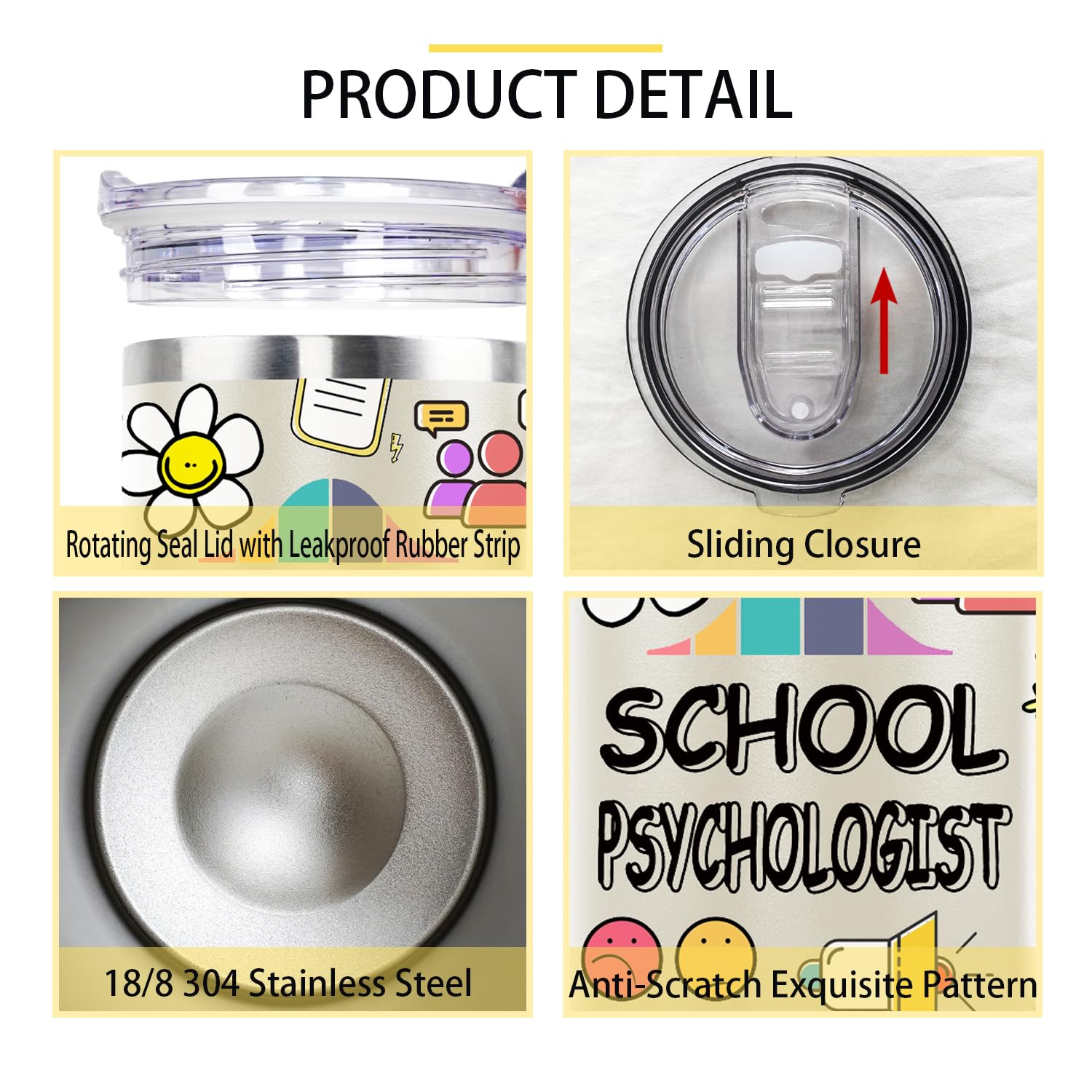 School Psychologist Gifts Teacher Gifts School Psychologist Insulated Tumbler Cup Teachers Appreciation Gift For Women Men 40 Oz Teacher Travel Mug With Straw And Handle