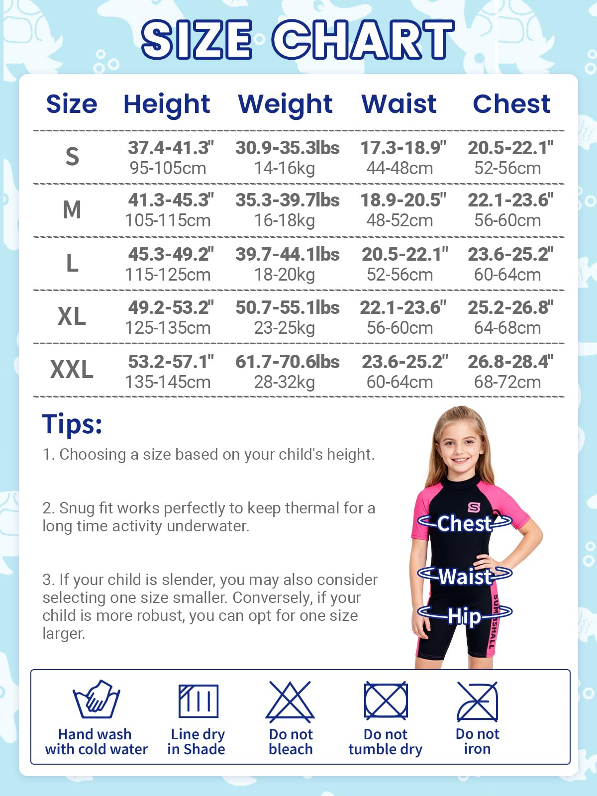 Muta per bambini da 2 mm, in neoprene, termica, per ragazzi e ragazze, protezione solare UV50+, morbida ed elastica per nuoto, snorkeling e giochi in spiaggia