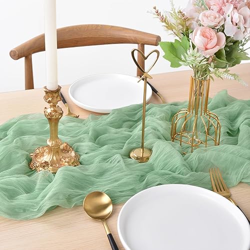 Miniatura 2 de Camino de mesa de gasa rústica de 38 x 120 pulgadas, mantel bohemio para decoración de bodas, despedidas de soltera, baby shower