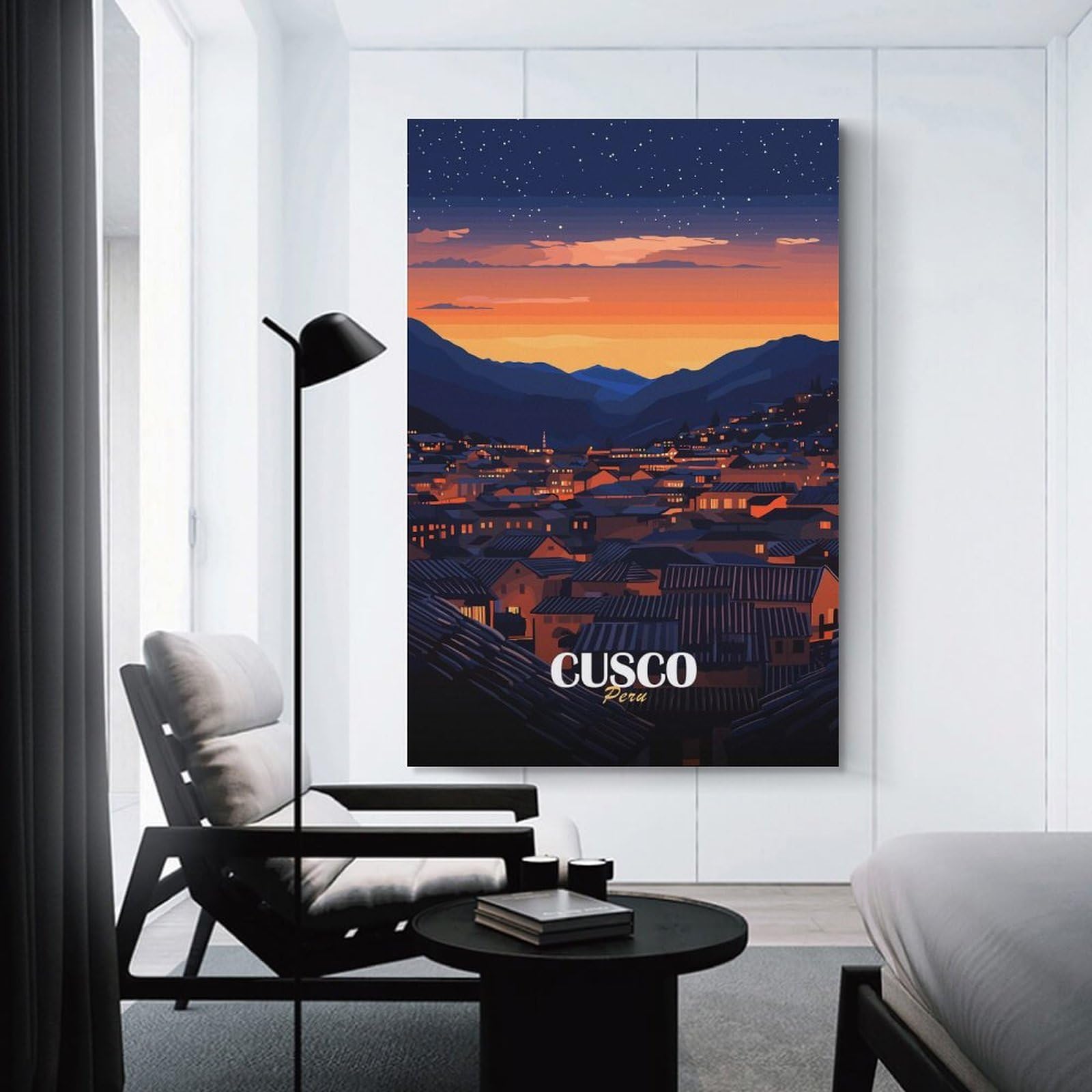 Junmoney Cusco, Peru at Nightfall Room Decor Wall Art, 24x36inch(60x90cm), for Office, Study Or Home Workspace, A Smart Decor Choice for Study Walls