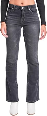 YMI Womens YMI Jeans Womens Mid Rise Studded Fleur De Lis Bootcut Jeans