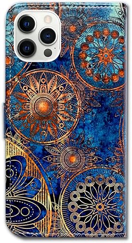 Miniatura 7 de Funda para iPhone 13 Pro, magníficos colores circulares mandala funda de cuero con tapa para teléfono con ranura para tarjetas soporte para iPhone