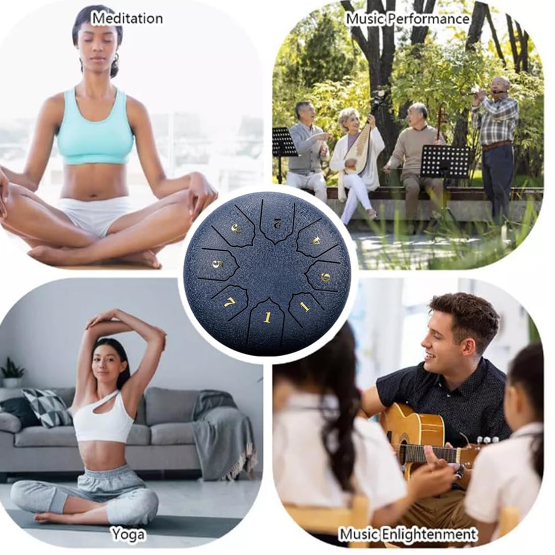 Regentrommel Für Den Garten, 6-Zoll-8-Noten-Handtrommel, Stahlzungentrommel-Regenglocke, Geeignet Für Musikunterricht, Yoga, Schaffung Eines Zen-Zustands, Spirituelle Heilung, Begleitkonzerte Usw