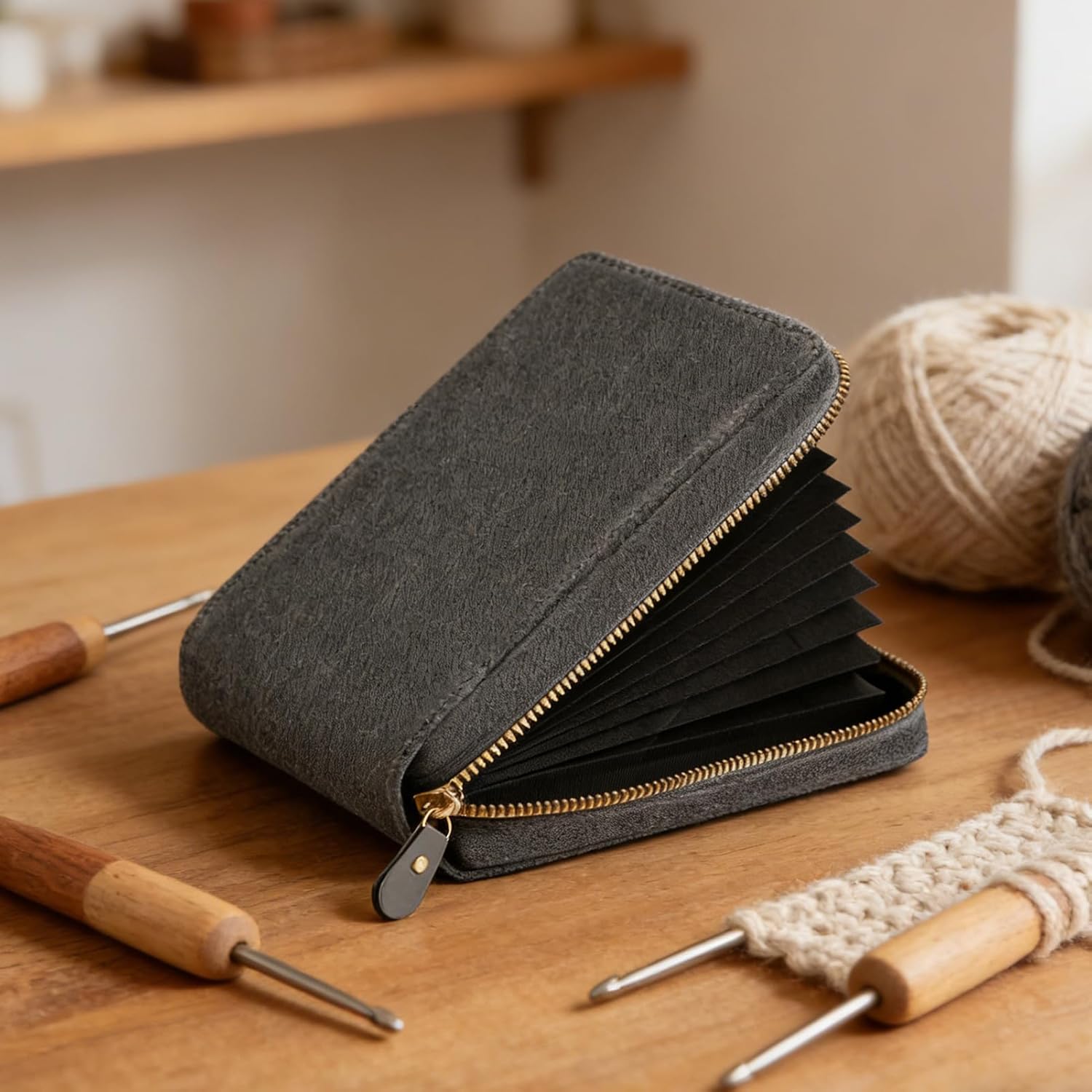 Empty Circular Knitting Needle Storage, Portable, Fabric, Bag Knit-Ting Needle Organizer Zipper Pouch, Circular Knitting Néedle Bag, Lightweight, for Crochet Hooks, Spools