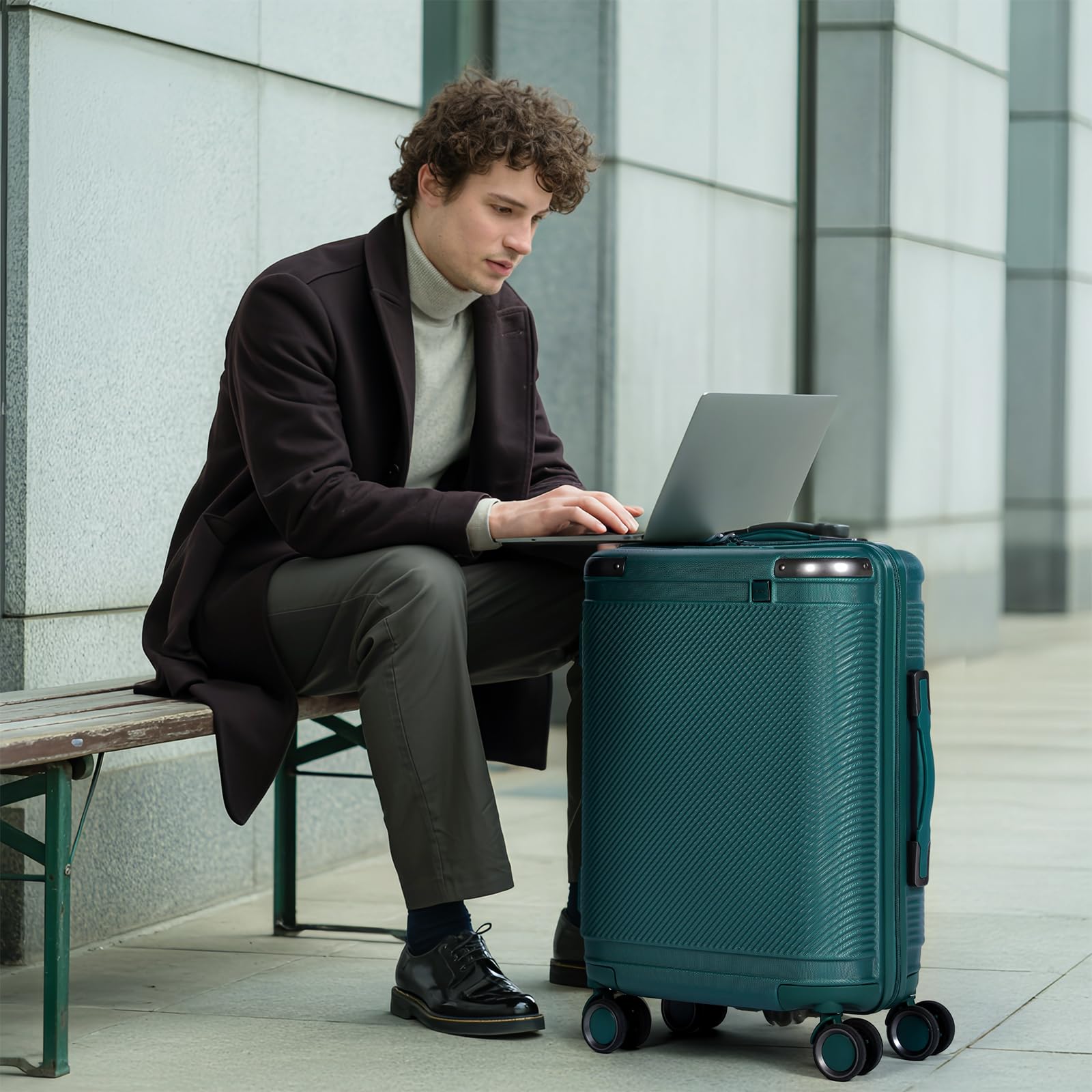 Ensemble de 3 valises rigides avec Serrure TSA, poignée télescopique, pour Femmes et Hommes, Vert