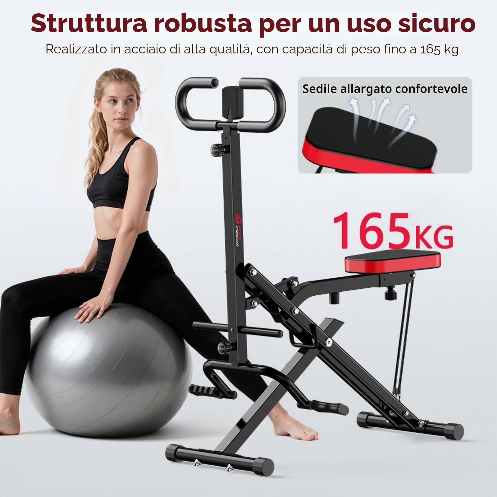 Squat Machine - Attrezzatura pieghevole per il fitness, Assist Row-N-Ride Trainer, portata 165 kg, AB Booster, attrezzo per l'allenamento addominale, pieghevole, 10 minuti di montaggio, per