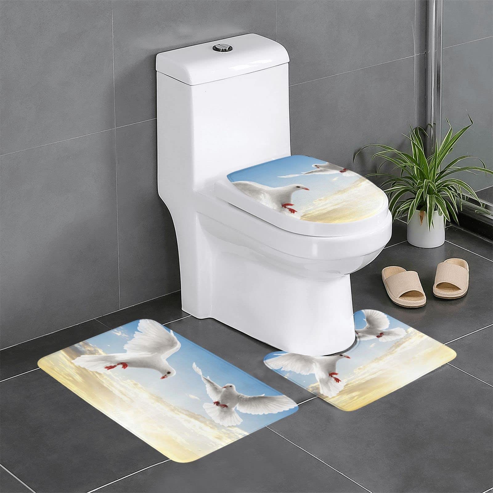 Tapis de salle de bain absorbant BONDIJ antidérapant lot de 3