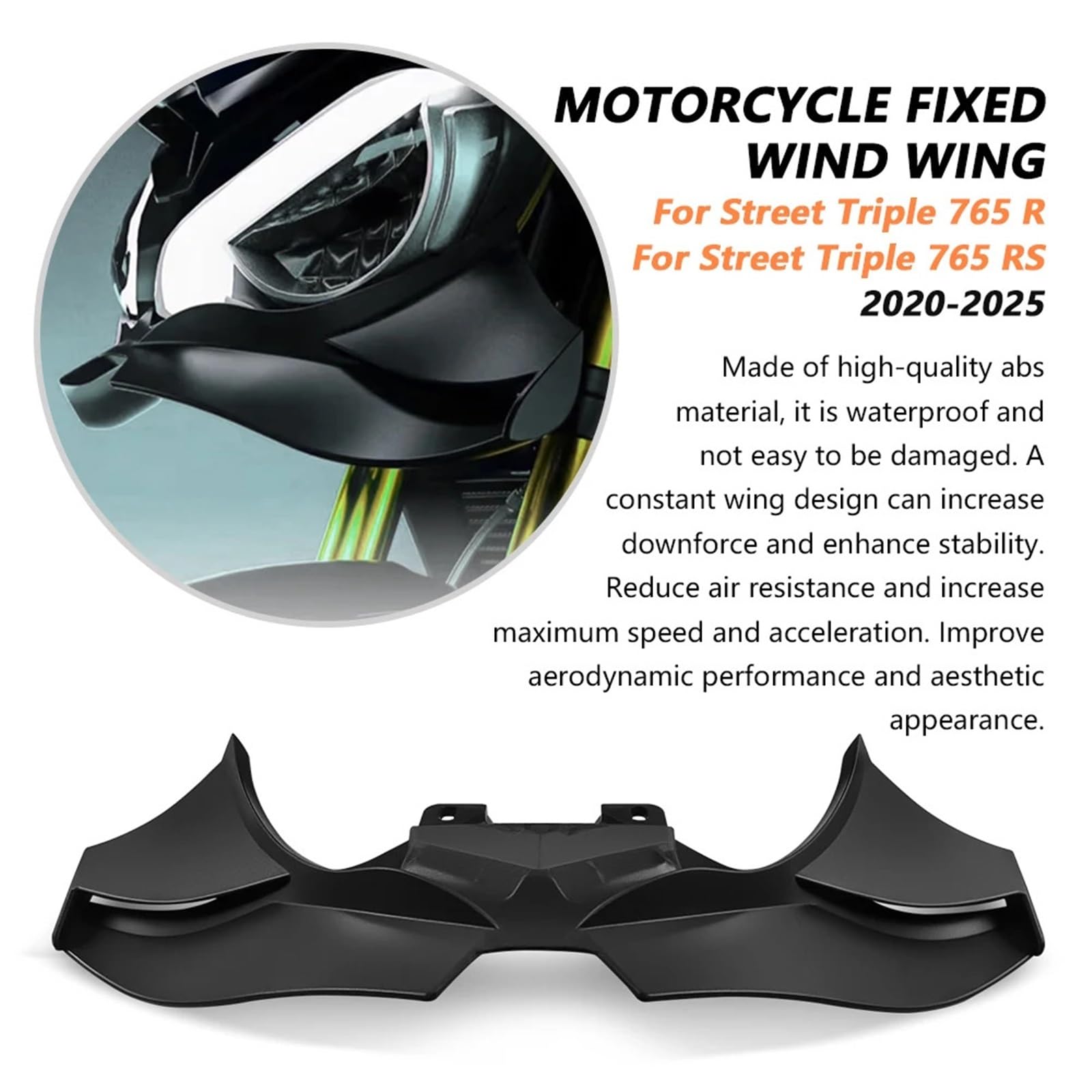 Front Bumper Splitter dachowy Pasuje do Street Triple 765RS 765 R RS 2020-2025 Spoiler przedniego dziobu winglet motocyklowy