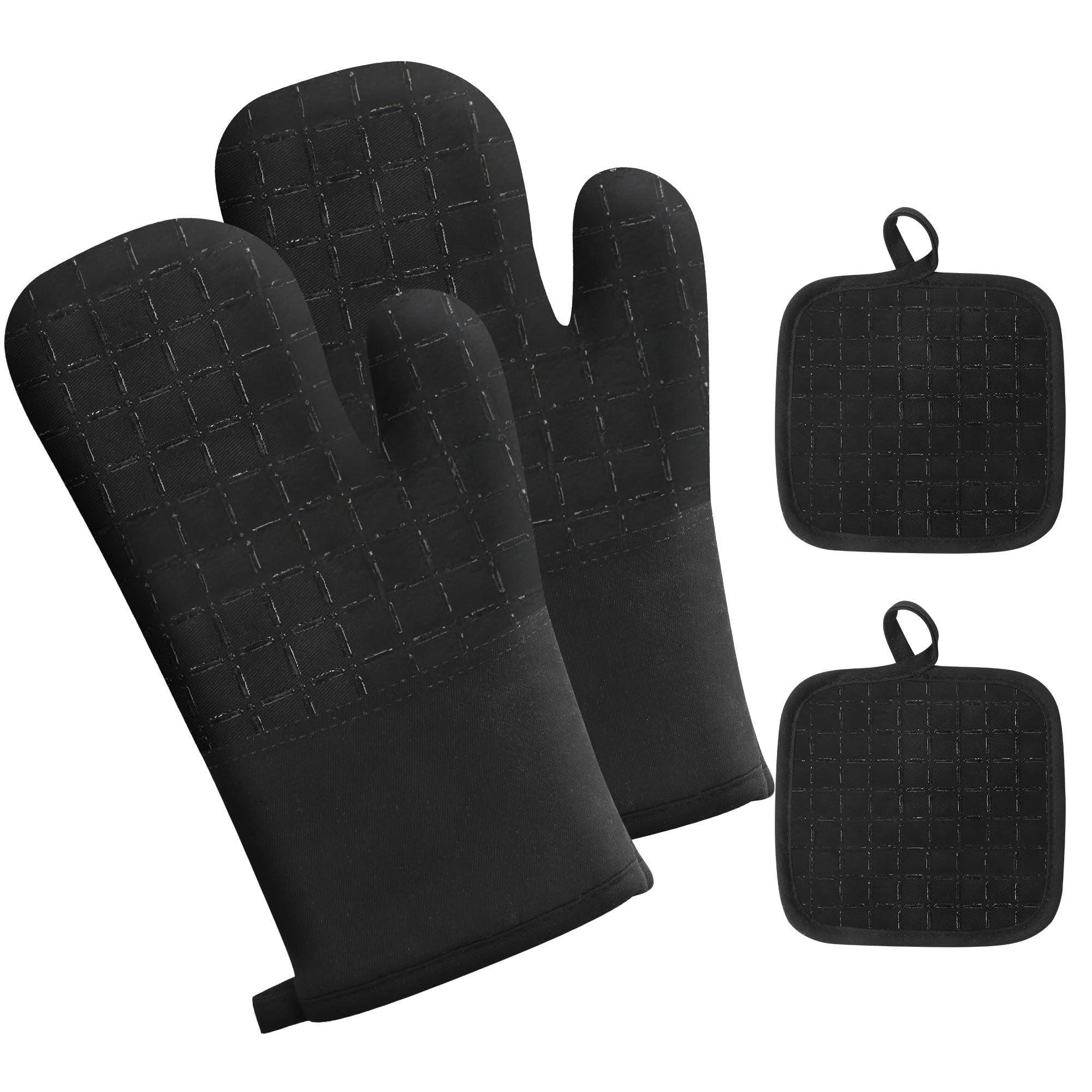 Lot De 4 Gants De Cuisine Antidérapants - Résiste Jusqu’à 230°C | Pour Four, Micro-ondes, BBQ