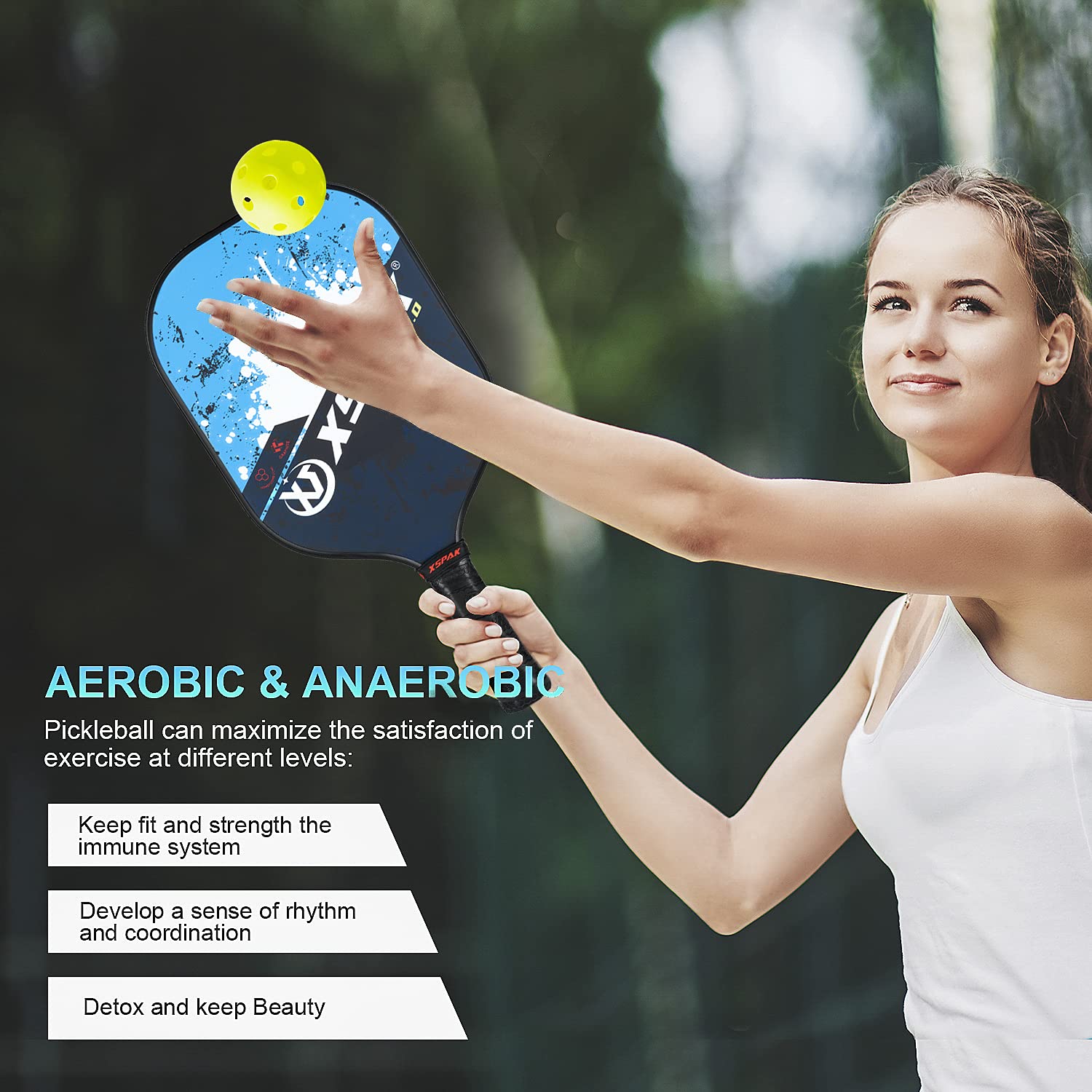 XS XSPAK USAPA - Set di 2 racchette da pickleball con nucleo in carbonio e polimero a nido d'ape, include borsa e 4 palline regalo per uomini, donne, bambini, interni ed esterni