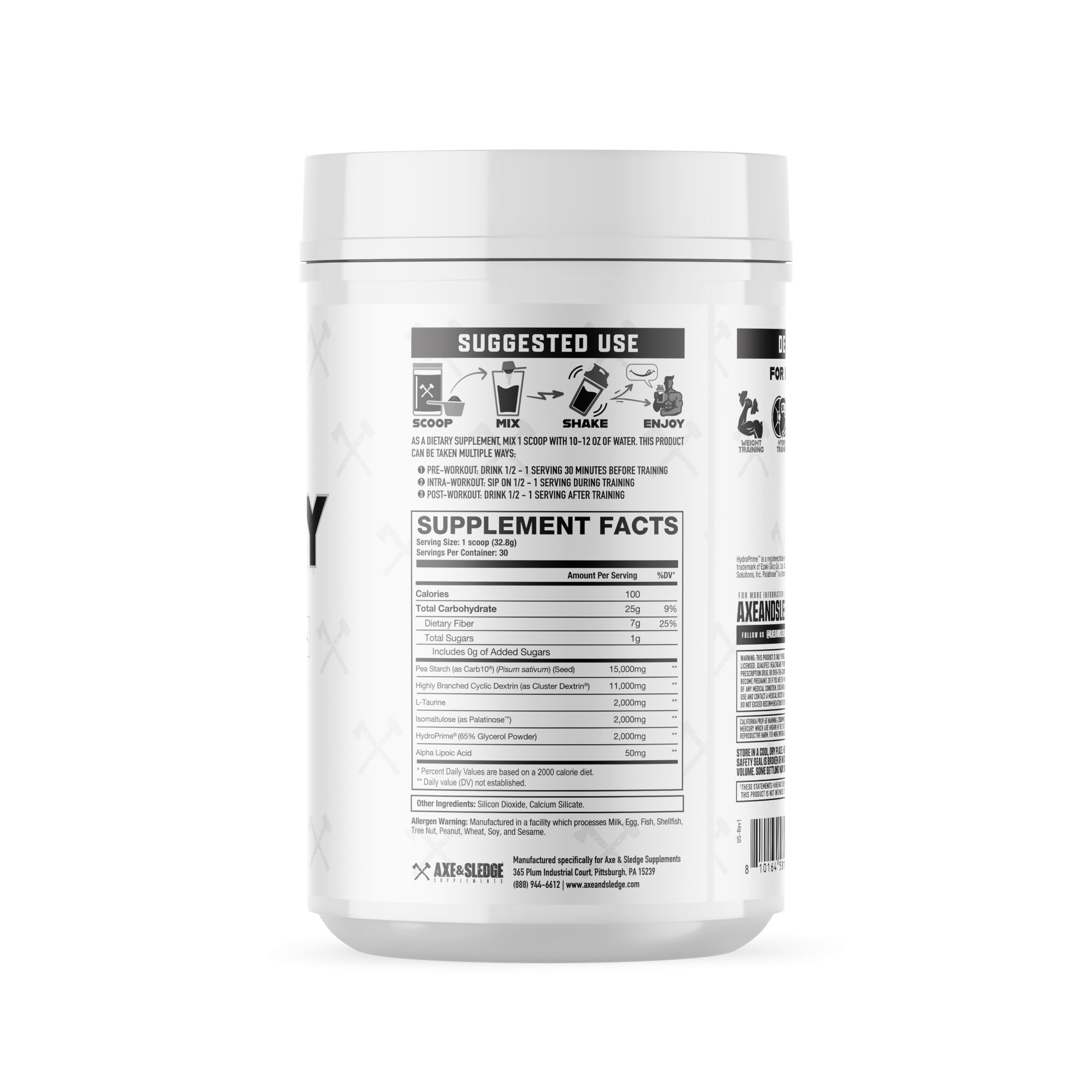 Axe & Sledge Supplements Demo Day Intra-Workout Carbohydrate Powder with Cluster Dextrin, Carb10, Hydromax, & Palatinose, Enhances Performance and Pumps, 30 Servings (Unflavored) — Amazon image 2