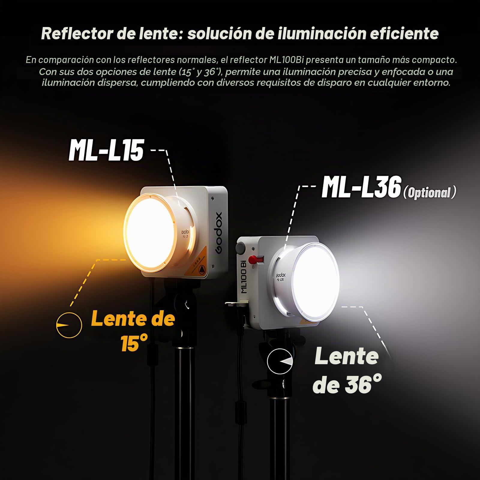GODOX ML100Bi - Luz de vídeo LED portátil con Mango estabilizador y Mango portátil, ML100Bi Bi-Color Continuous Light