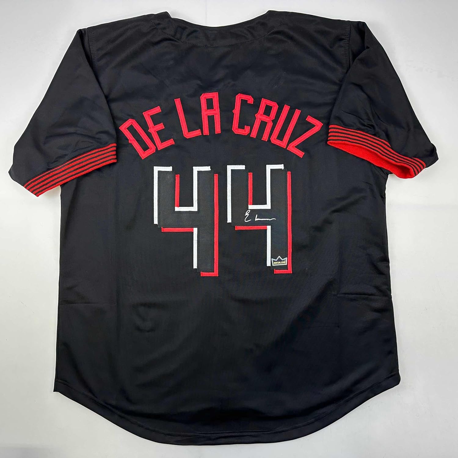 Facsimile Autographed Elly De La Cruz Cincinnati Black City Connect Reprint Laser Auto Baseball Jersey Size Men's XL