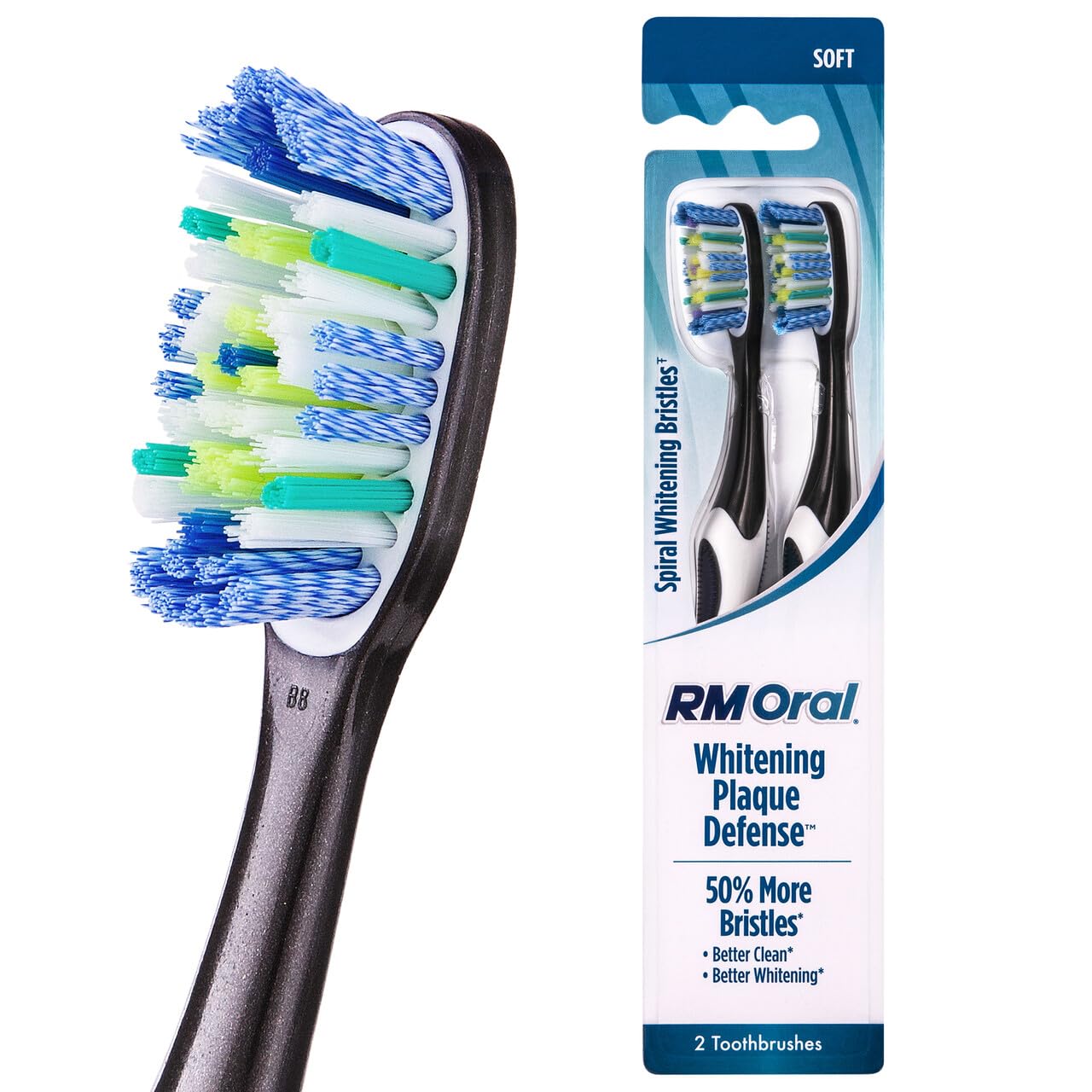 RM Oral Whitening Plaque Defense Soft Toothbrush Spiral Bristles for Superb Whitening Power Tips for Removing Plaque Tongue