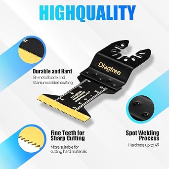 Titanium Oscillating Saw Blades, Diagtree 20PCS Titanium Oscillating Multitool Blades for Metal, Wood and Plastic, fit Dewalt Milwaukee Ryobi Fein Dremel Bosch Rockwell Ma Kita Porter Cable