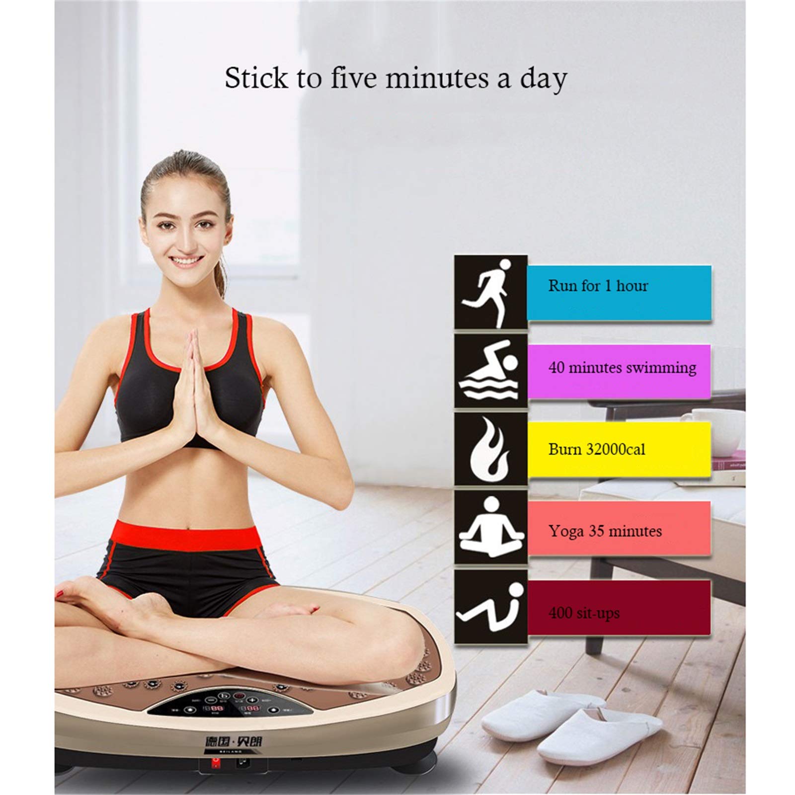 Pedana Vibrante 150 kg, attrezzo Fitness Vibrante, Attrezzature per Allenamento a casa per dimagrire e tonificare
